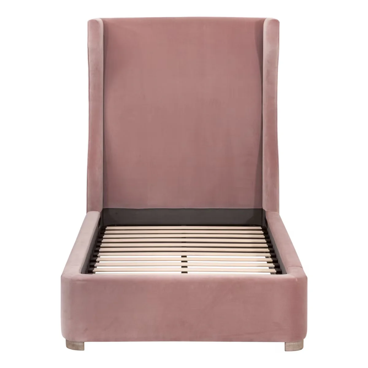 Essentials For Living Balboa Twin Bed ~ Petal Velvet Fabric With Natural Gray Oak - Image 3