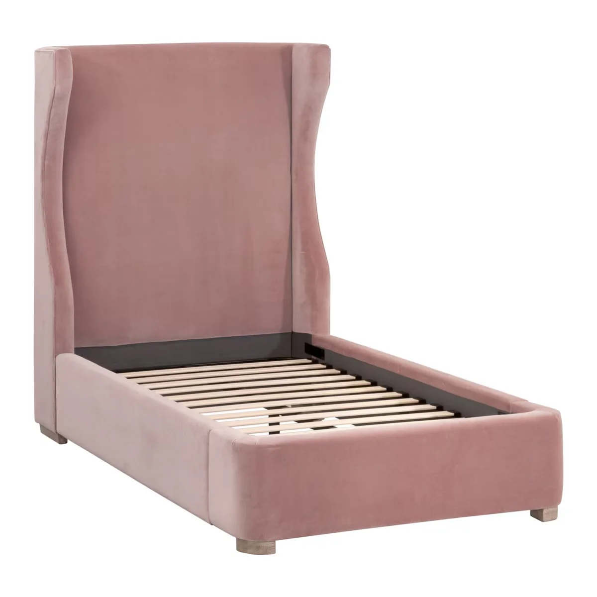 Essentials For Living Balboa Twin Bed ~ Petal Velvet Fabric With Natural Gray Oak - Image 4