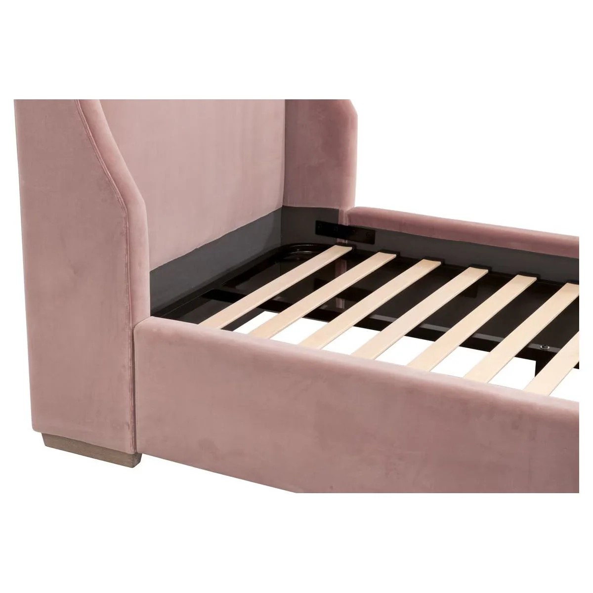Essentials For Living Balboa Twin Bed ~ Petal Velvet Fabric With Natural Gray Oak - Image 9
