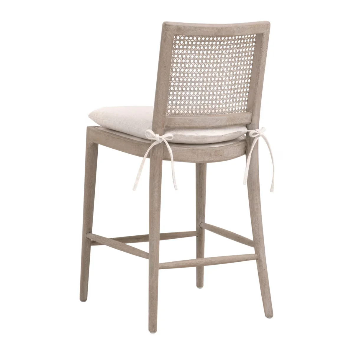 Essentials For Living Blume Counter Stool ~ Textured Cream Linen Fabric With Natural Gray Oak & Cane Frame - Image 4