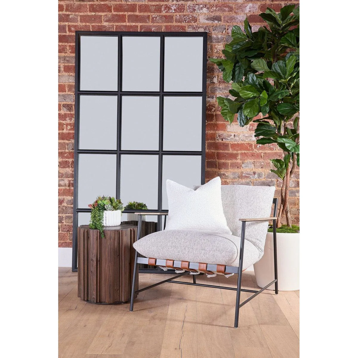 Essentials For Living Brando Club Chair~ Howell Natural, Chestnut Top Grain Leather, Natural Gray Oak With Black Iron - Image 13