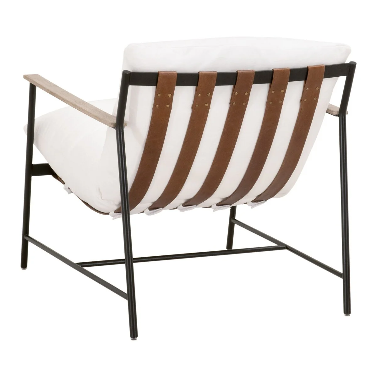 Essentials For Living Brando Club Chair~ LiveSmart Peyton-Pearl, Chestnut Top Grain Leather, Natural Gray Oak With Black Iron - Image 4