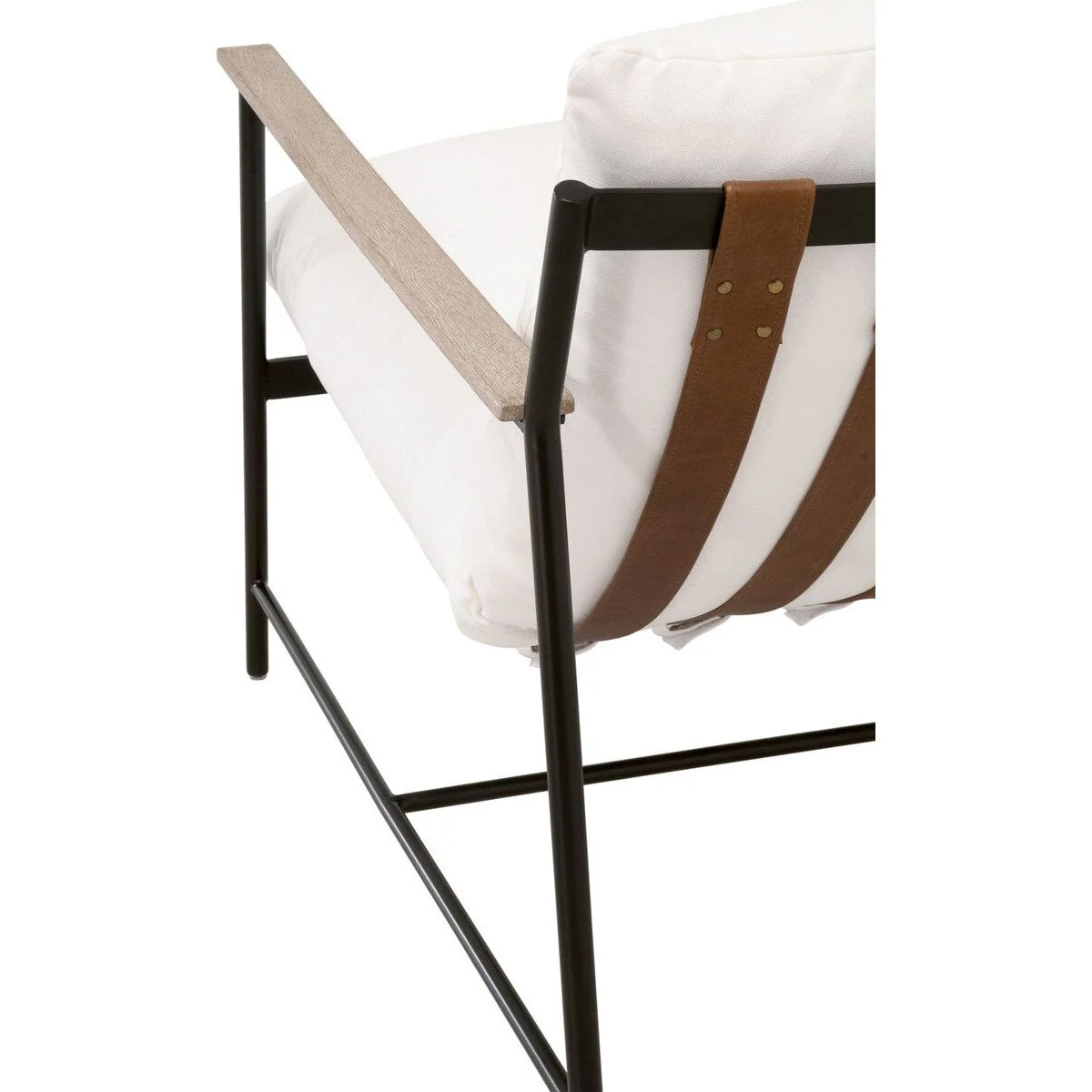 Essentials For Living Brando Club Chair~ LiveSmart Peyton-Pearl, Chestnut Top Grain Leather, Natural Gray Oak With Black Iron - Image 7