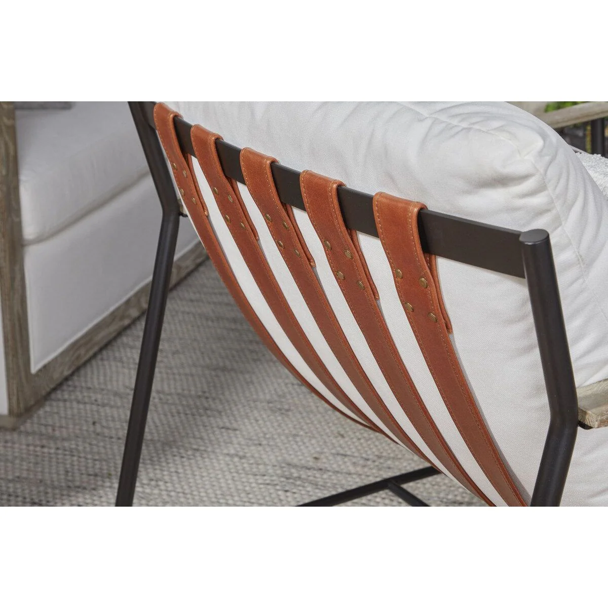 Essentials For Living Brando Club Chair~ LiveSmart Peyton-Pearl, Chestnut Top Grain Leather, Natural Gray Oak With Black Iron - Image 9