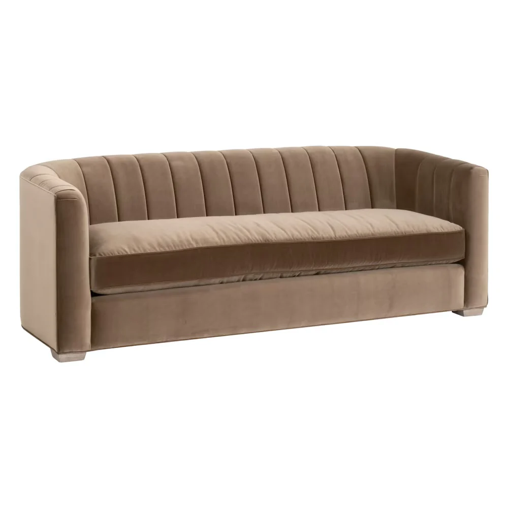 Essentials For Living Bronx 87” Channel Back Sofa ~ Caramel Velvet - Image 2