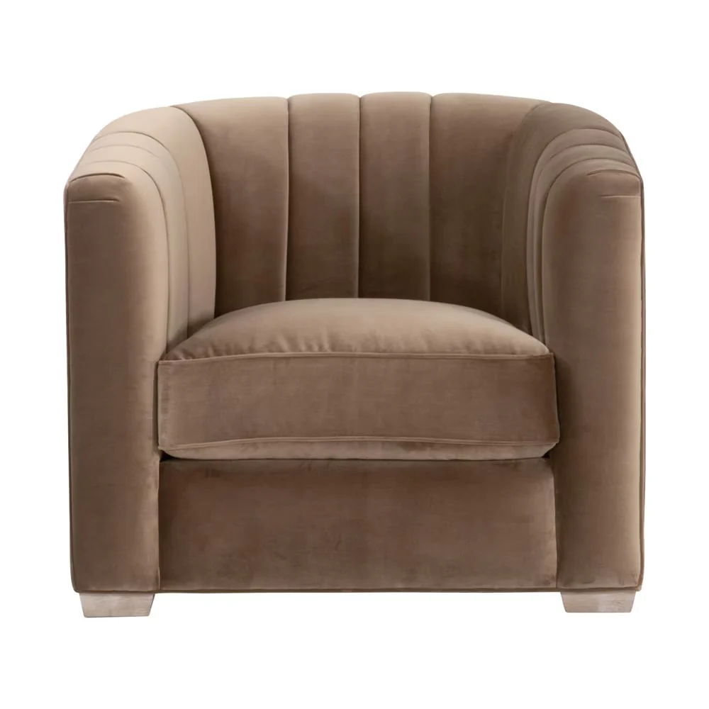 Essentials For Living Bronx Channel Back Sofa Chair ~ Caramel Velvet
