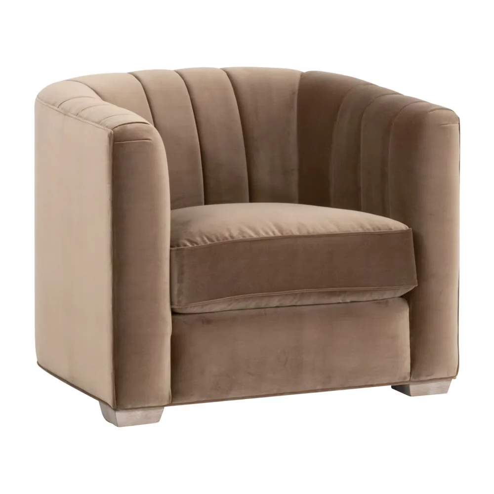 Essentials For Living Bronx Channel Back Sofa Chair ~ Caramel Velvet - Image 2