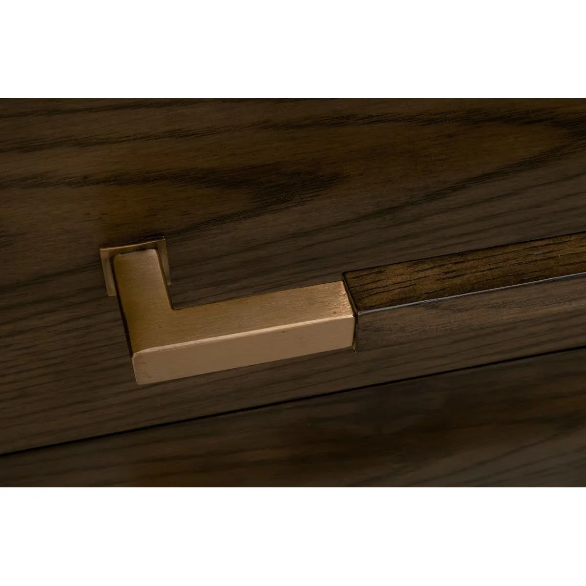 Essentials For Living Cambria 2-Drawer Nightstand ~ Dutch Brown Oak and Bianco Marble, Aged Brass Hardware - Image 7
