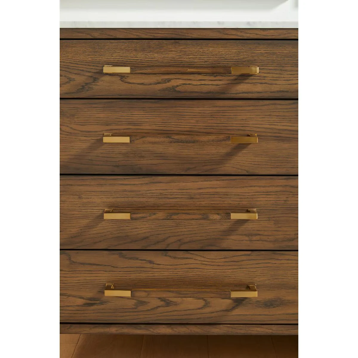 Essentials For Living Cambria 8-Drawer Double Dresser ~ Dutch Brown Oak, Bianco Marble With Aged Brass Hardware - Image 13