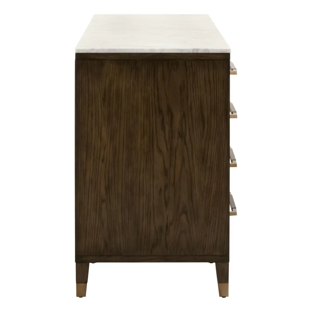 Essentials For Living Cambria 8-Drawer Double Dresser ~ Dutch Brown Oak, Bianco Marble With Aged Brass Hardware - Image 5