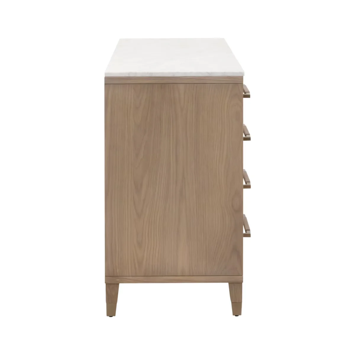 Essentials For Living Cambria 8-Drawer Double Dresser ~ Natural Oak, Bianco Marble With Aged Brass Hardware - Image 5