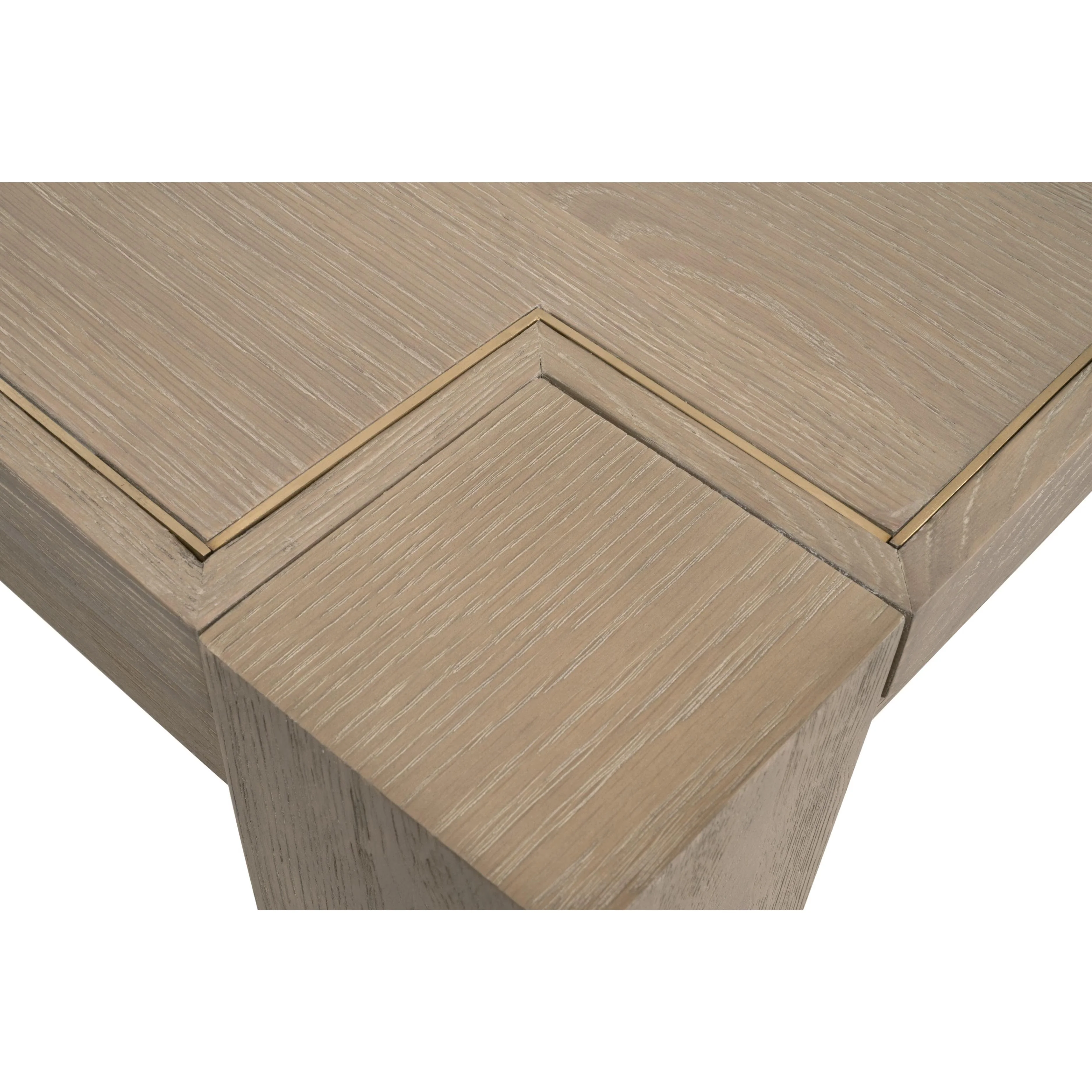 Essentials For Living Canal Extension Dining Table ~ Smoke Gray Oak & Brushed Gold Inlay - Image 9