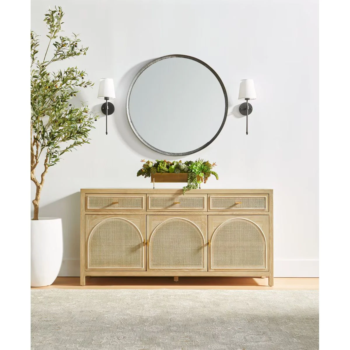 Essentials For Living Cane Smoke Gray Oak With Smoke Gray Cane Media Sideboard - Image 11