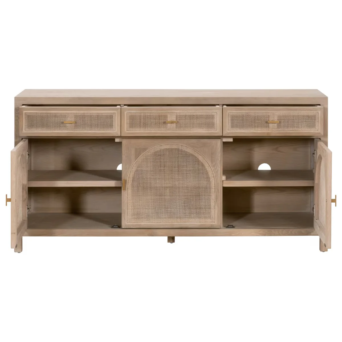 Essentials For Living Cane Smoke Gray Oak With Smoke Gray Cane Media Sideboard - Image 3