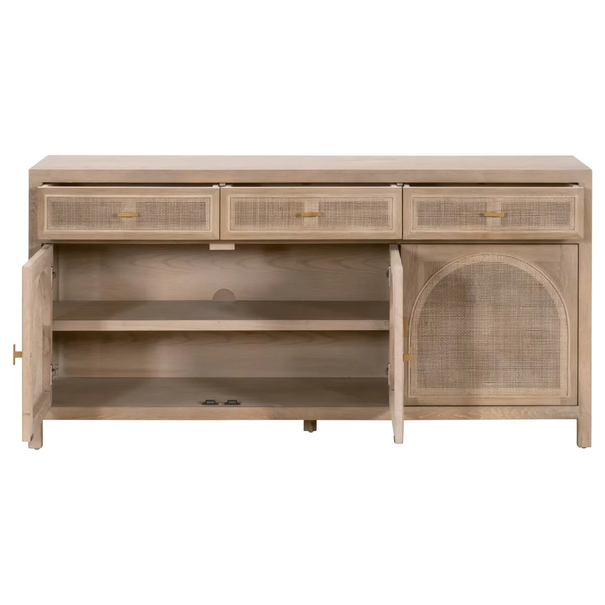 Essentials For Living Cane Smoke Gray Oak With Smoke Gray Cane Media Sideboard - Image 4