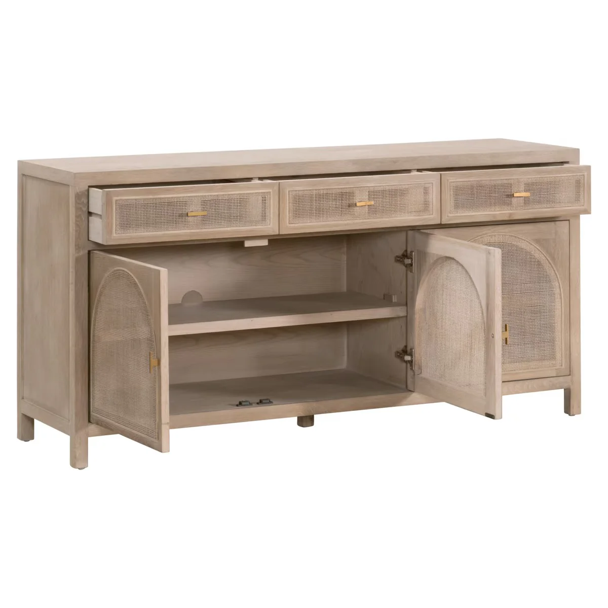 Essentials For Living Cane Smoke Gray Oak With Smoke Gray Cane Media Sideboard - Image 7