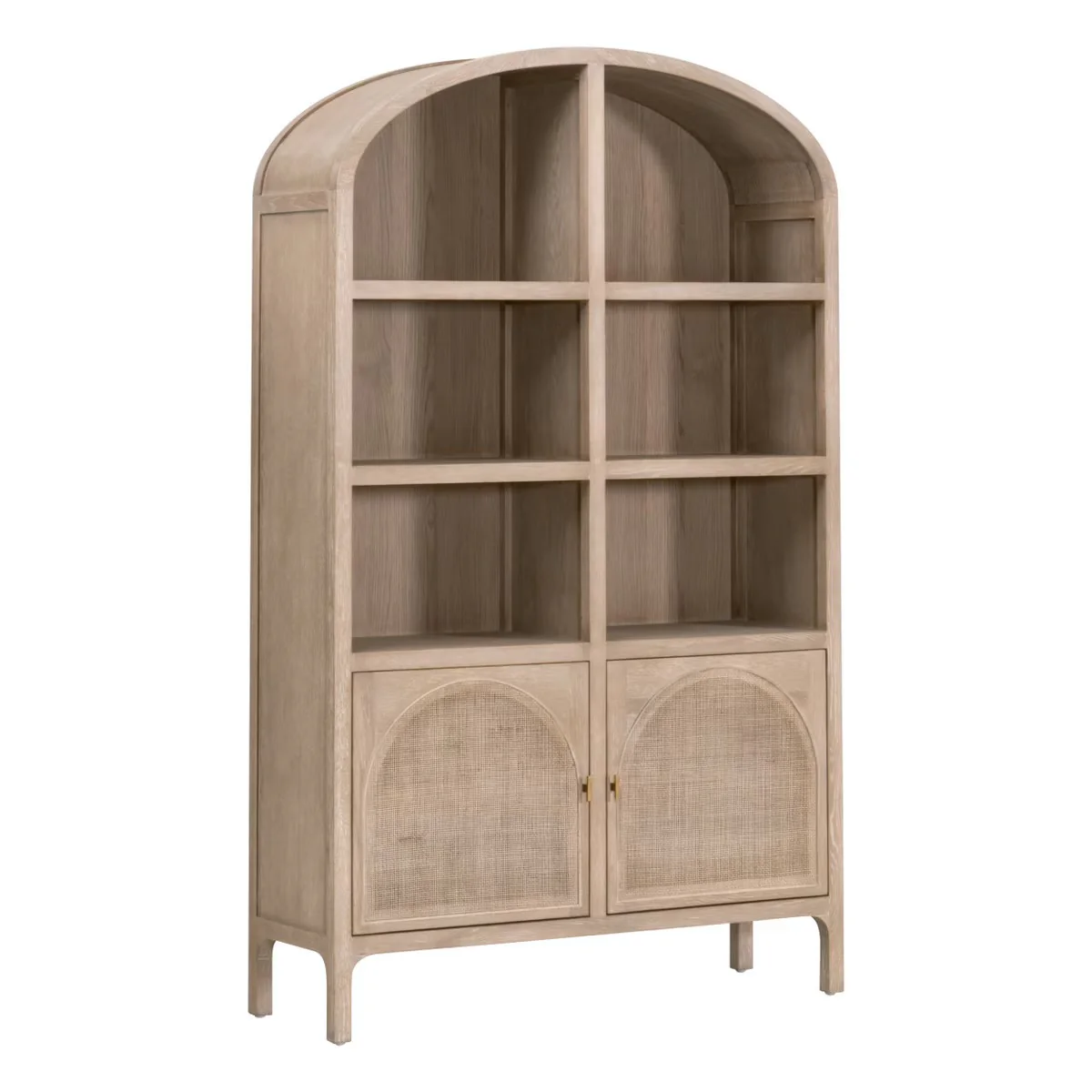 Essentials For Living Cane Storage Smoke Gray Oak And Smoke Gray Cane Bookcase - Image 4