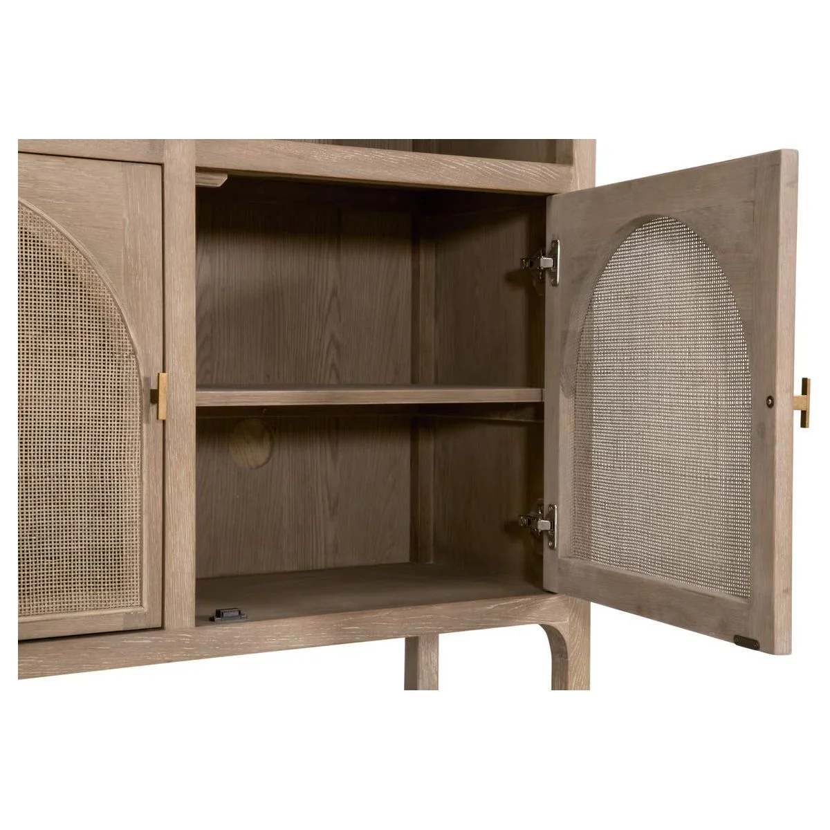 Essentials For Living Cane Storage Smoke Gray Oak And Smoke Gray Cane Bookcase - Image 9