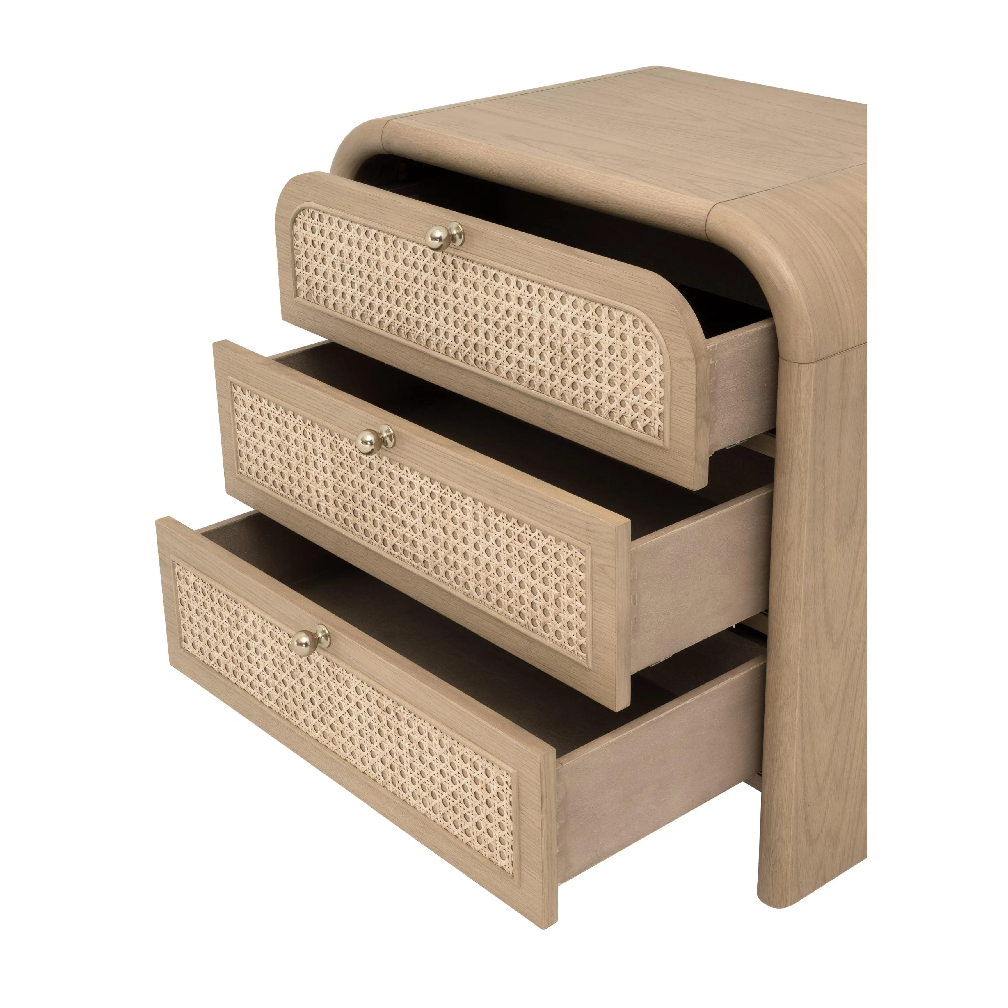 Essentials For Living Cannes 3- Drawer Nightstand ~ Natural Oak, Cane - Image 10