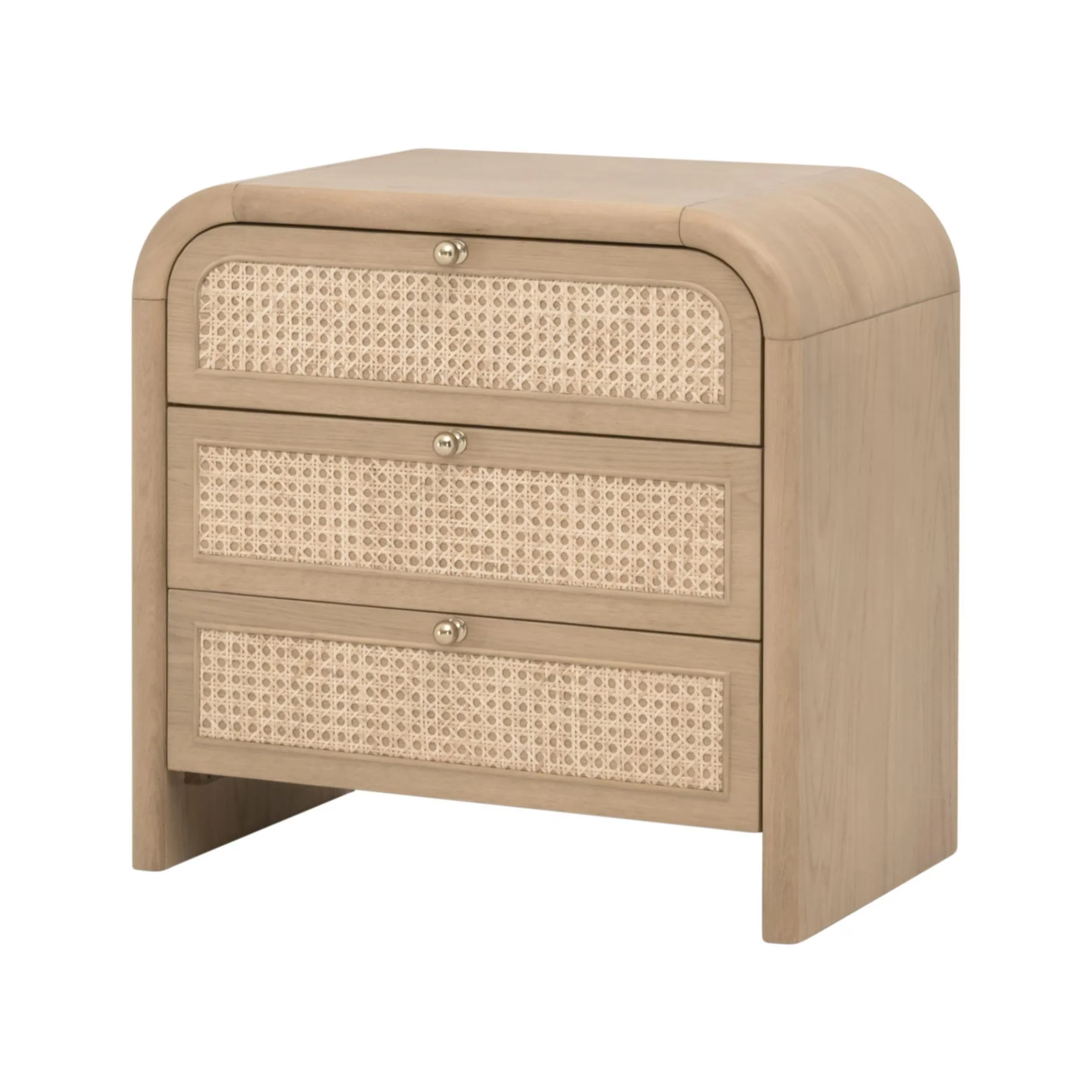 Essentials For Living Cannes 3- Drawer Nightstand ~ Natural Oak, Cane - Image 3