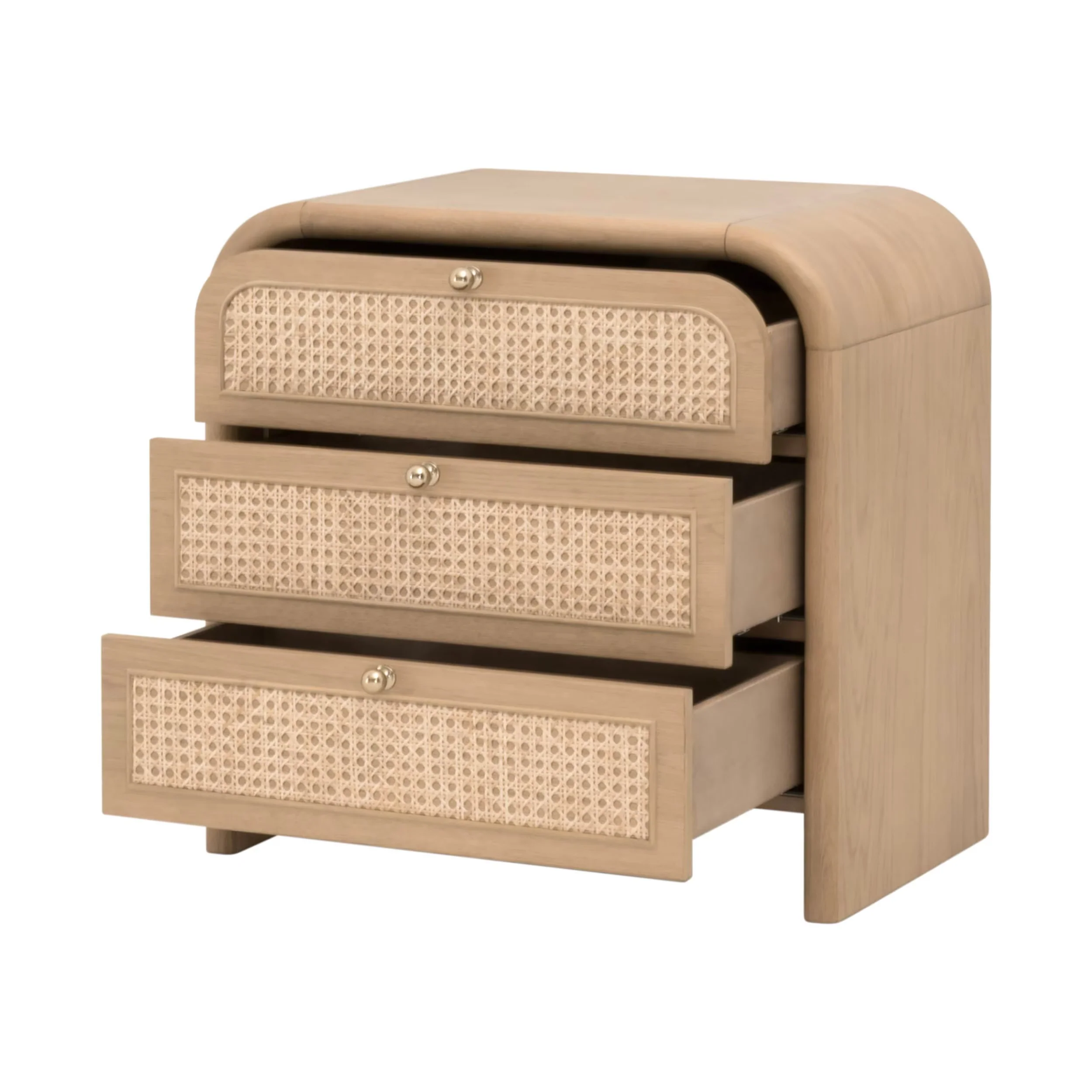 Essentials For Living Cannes 3- Drawer Nightstand ~ Natural Oak, Cane - Image 4