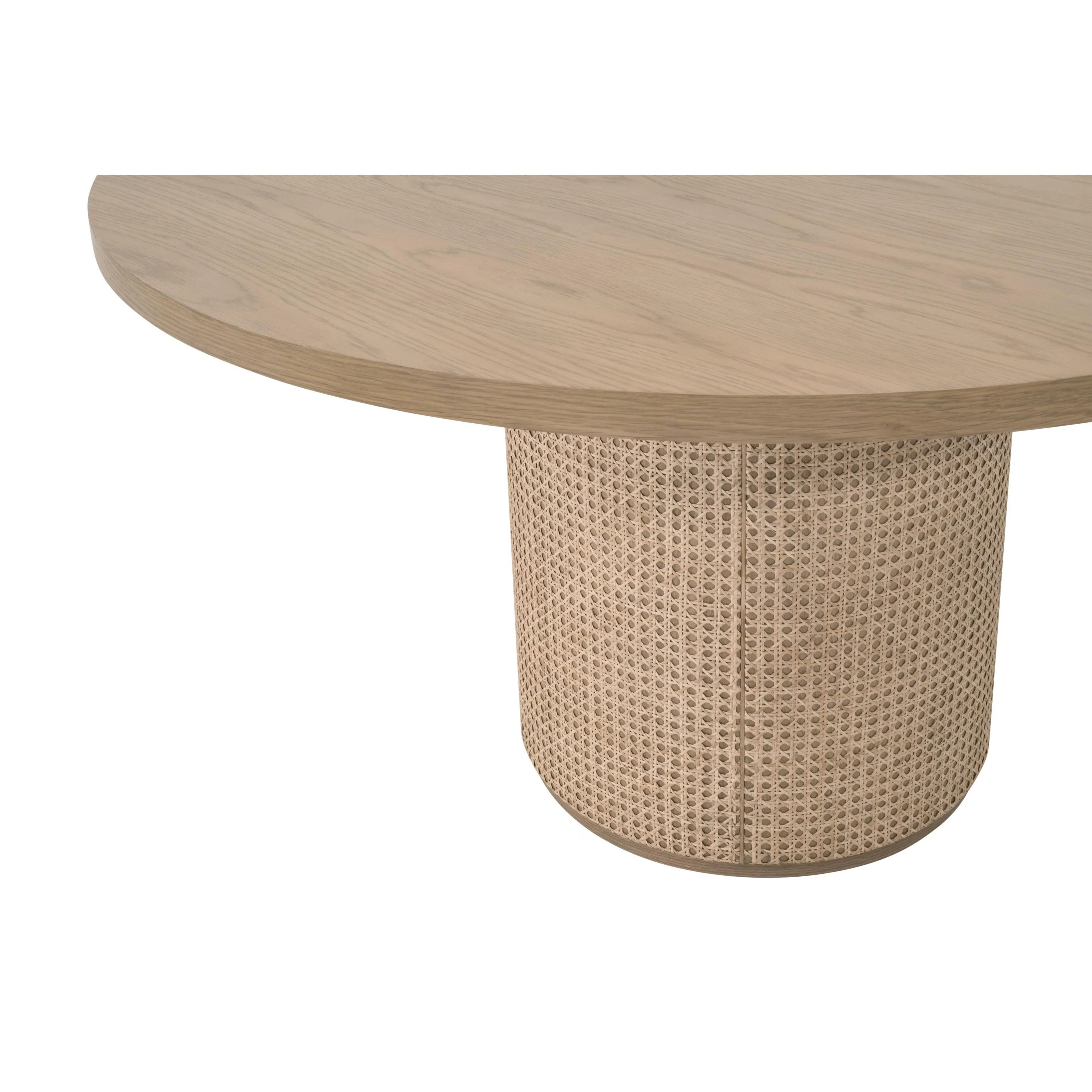Essentials For Living Cannes 54” Round Dining Table ~ Natural Oak, Cane - Image 3
