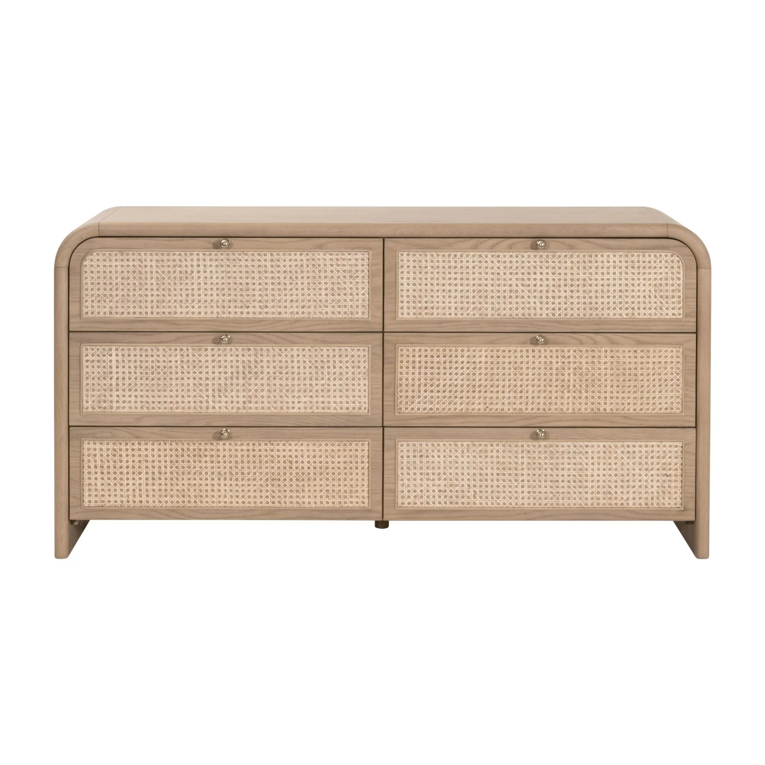 Essentials For Living Cannes 6- Drawer Double Dresser ~ Natural Oak, Cane