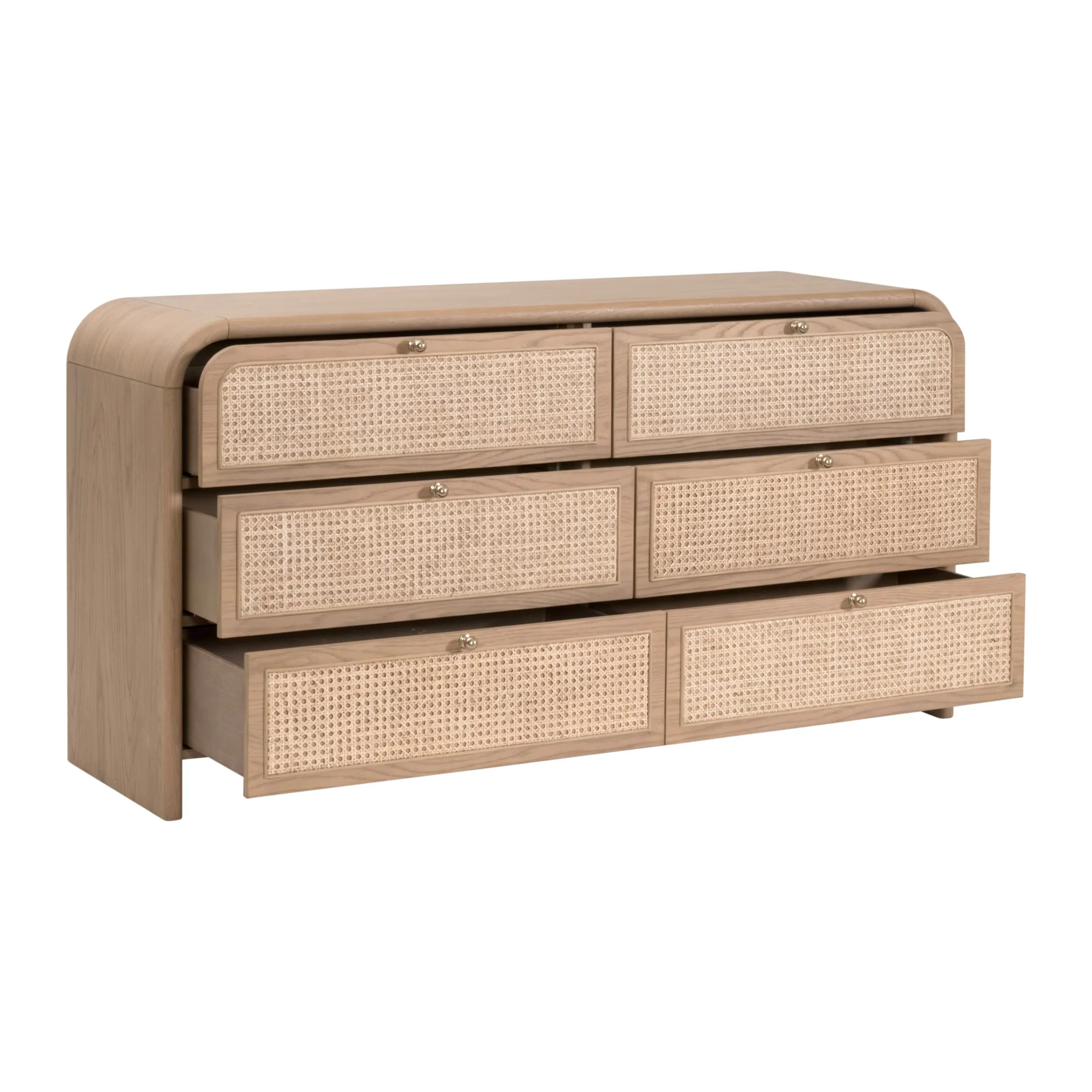 Essentials For Living Cannes 6- Drawer Double Dresser ~ Natural Oak, Cane - Image 4