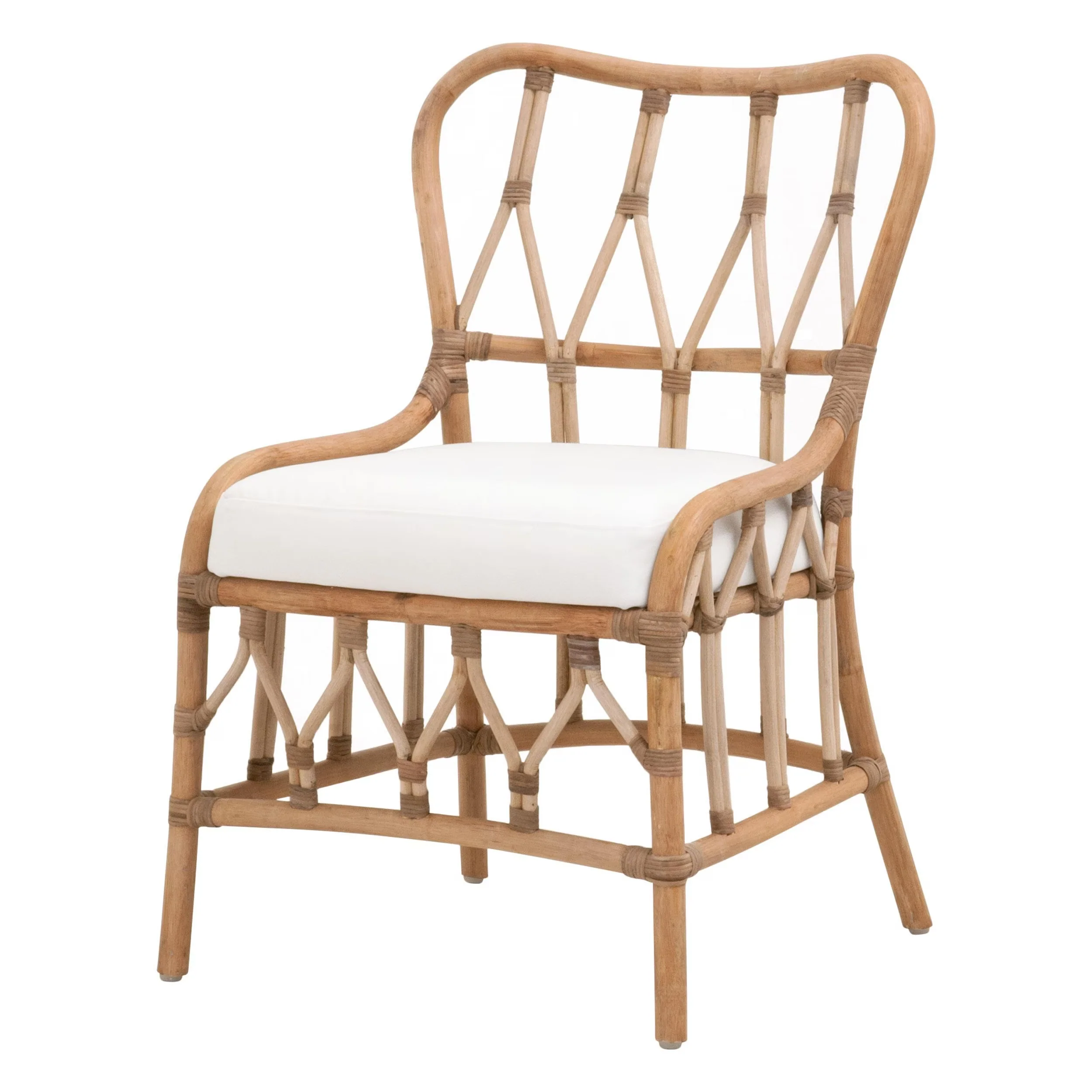 Essentials For Living Caprice Dining Chair ~ Natural Rattan, Blanche, Natural Binding (Set of 2) - Image 2