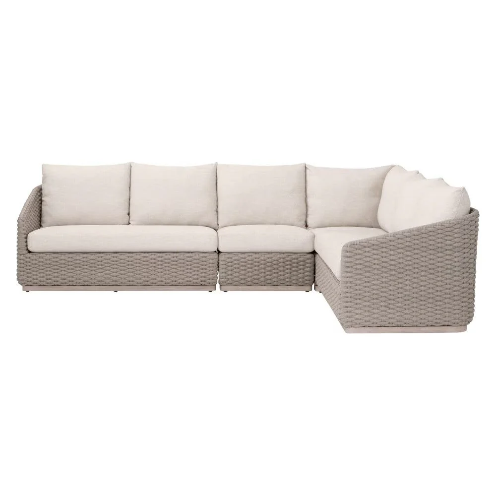 Essentials For Living Caspian Outdoor Modular Left- Facing, 1-Arm Sofa ~ Performance Ecru Weave - Image 3