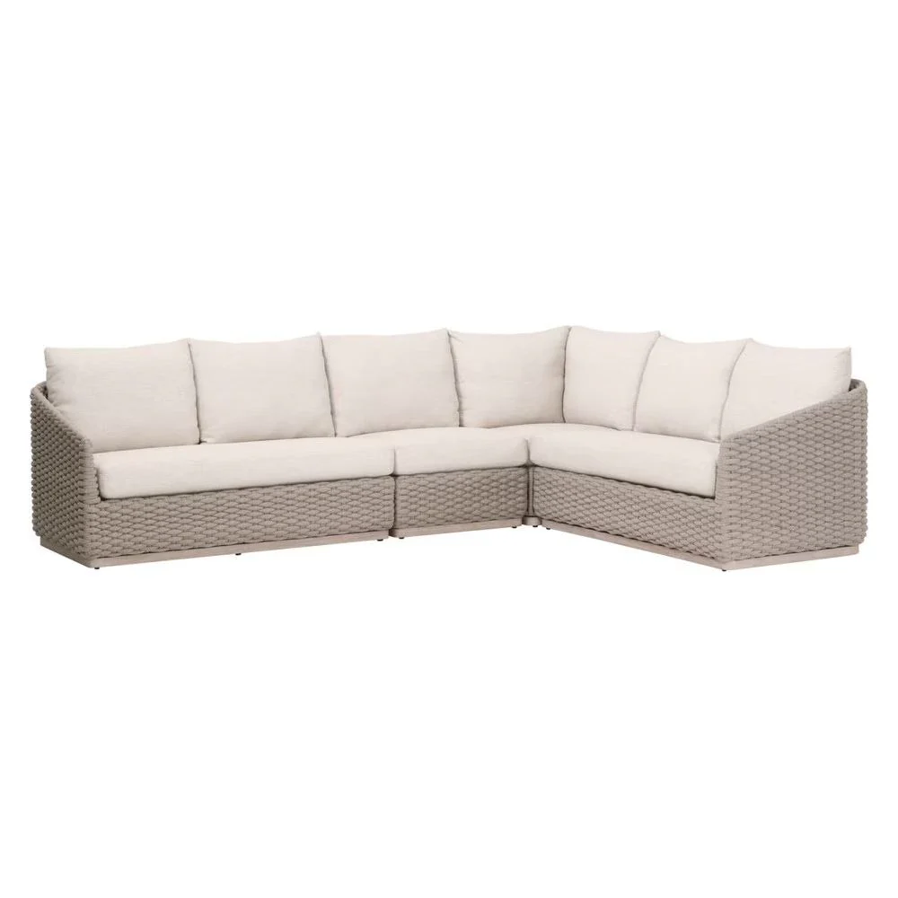 Essentials For Living Caspian Outdoor Modular Left- Facing, 1-Arm Sofa ~ Performance Ecru Weave - Image 4