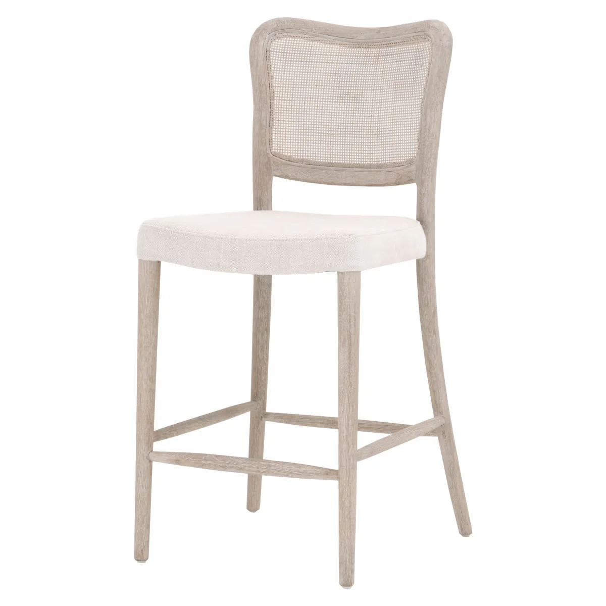 Essentials For Living Cela Counter Stool ~ Bisque With Natural Gray Oak & Natural Gray Cane Frame - Image 2