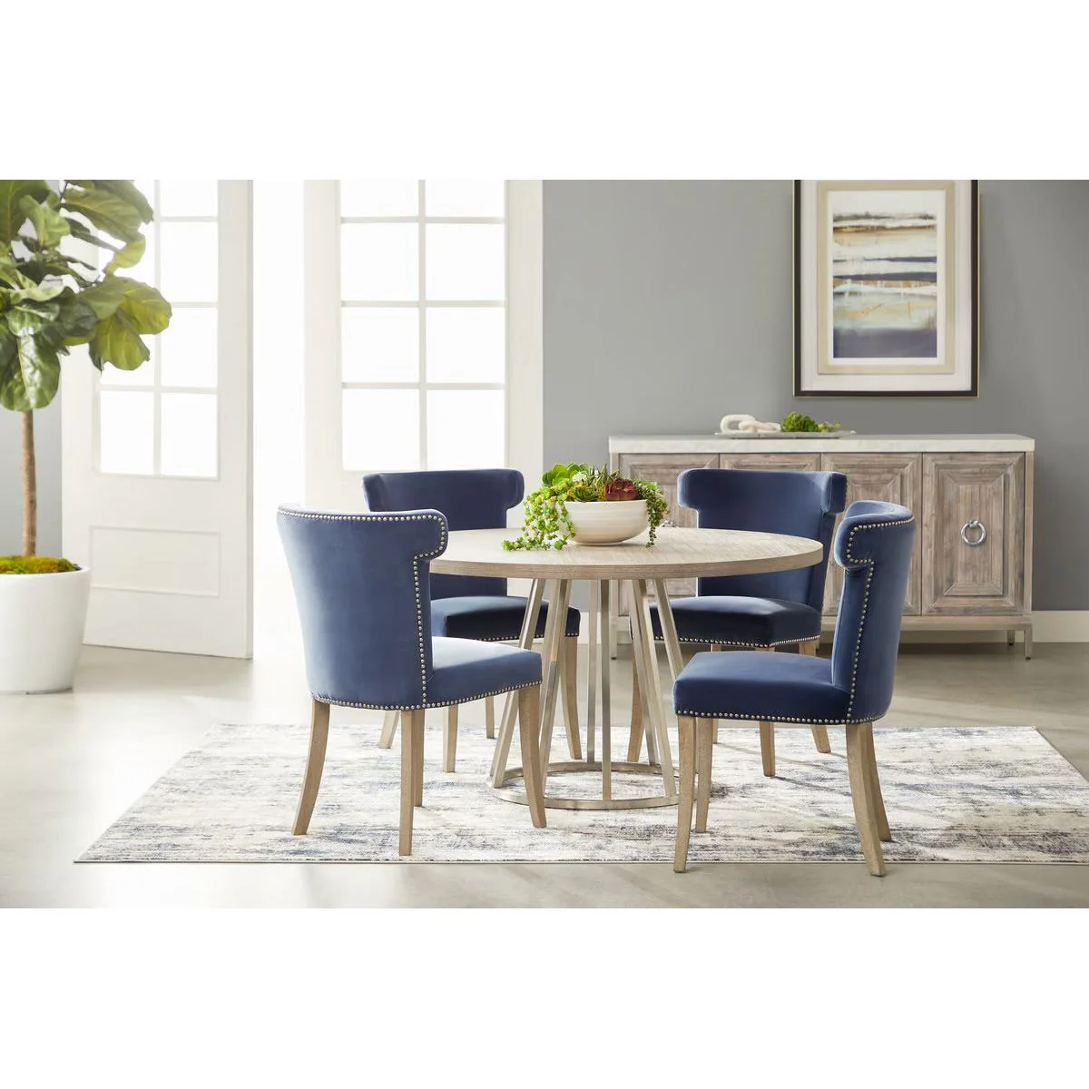 Essentials For Living Celina Dining Chair ~ Denim Velvet With Natural Gray Oak Frame - Image 7