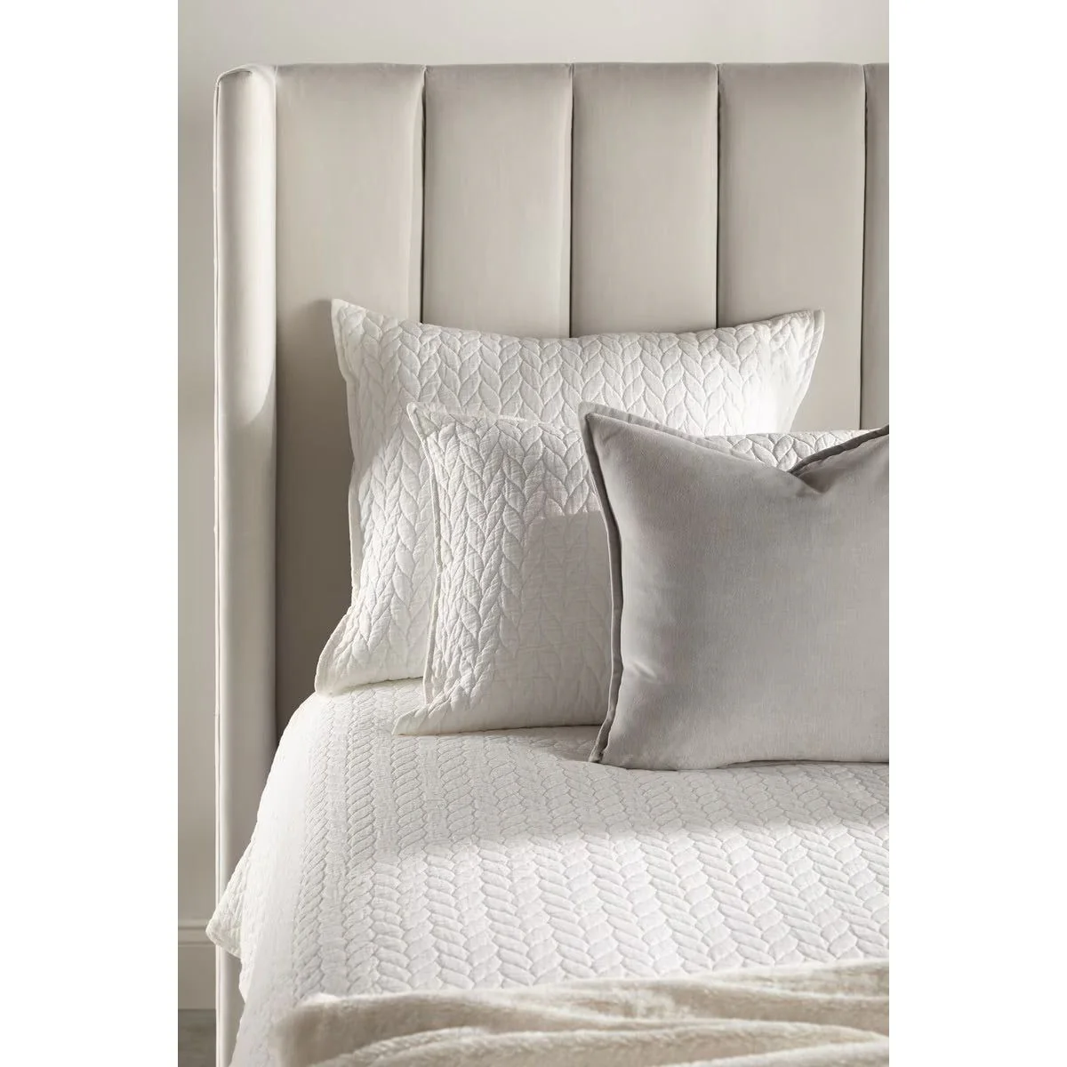 Essentials For Living Chandler Cal King Bed ~ Cream Velvet Fabric With Natural Gray Oak - Image 10