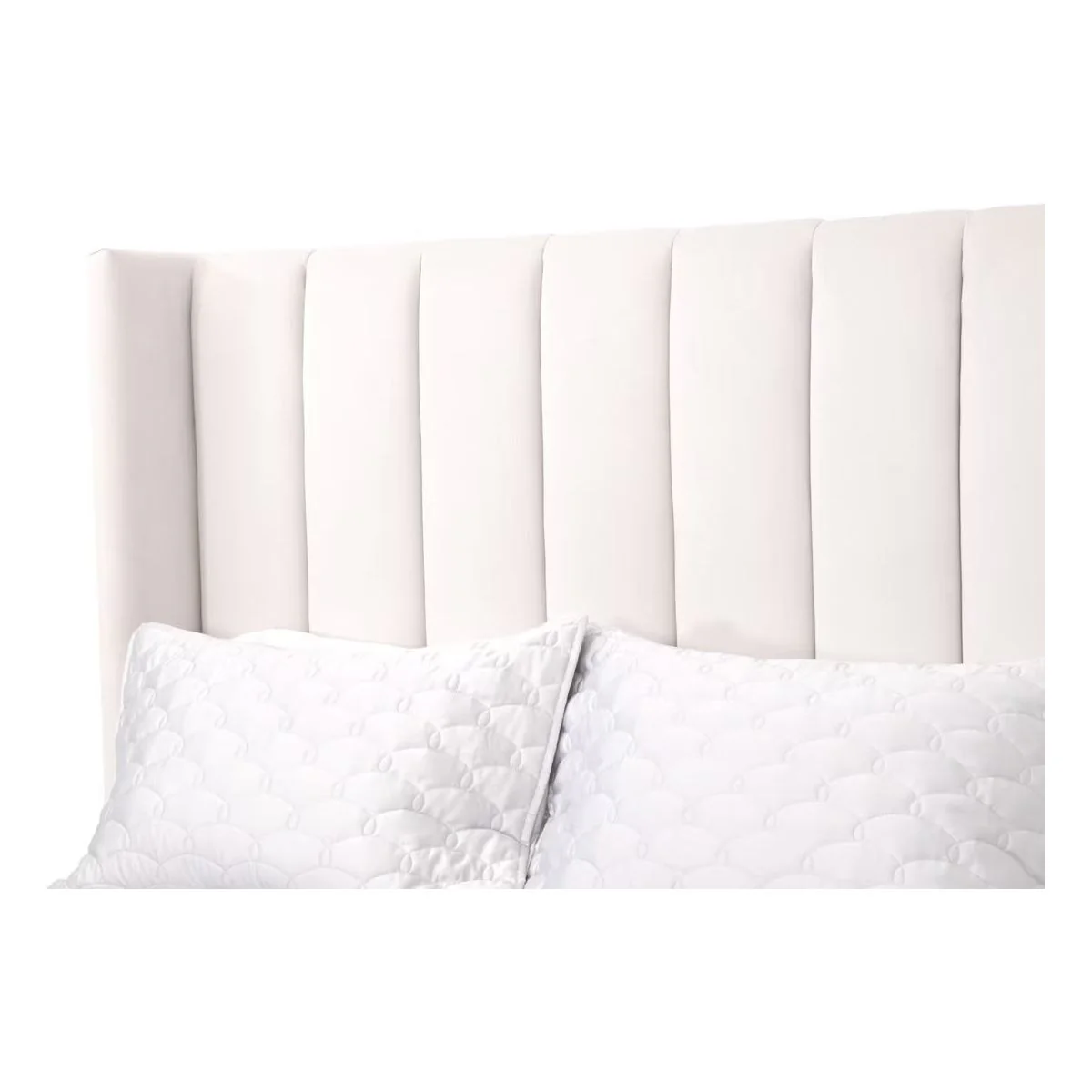 Essentials For Living Chandler Cal King Bed ~ Cream Velvet Fabric With Natural Gray Oak - Image 6