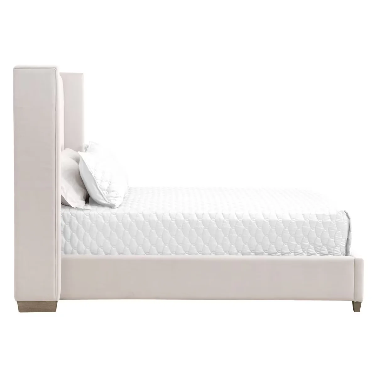 Essentials For Living Chandler Queen Bed ~ Cream Velvet Fabric With Natural Gray Oak - Image 3