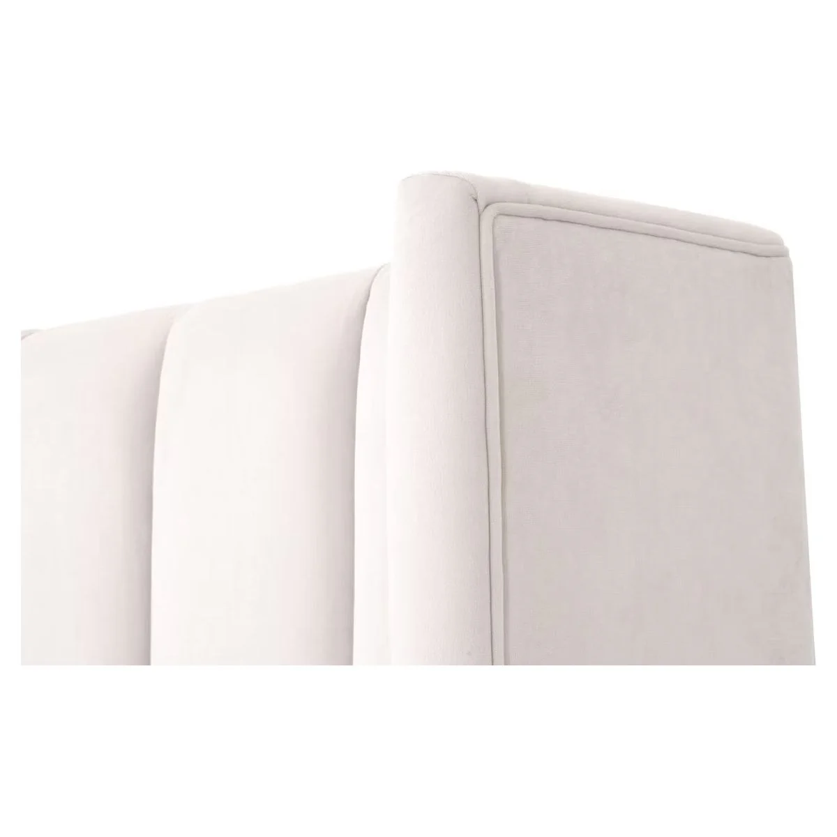 Essentials For Living Chandler Queen Bed ~ Cream Velvet Fabric With Natural Gray Oak - Image 5