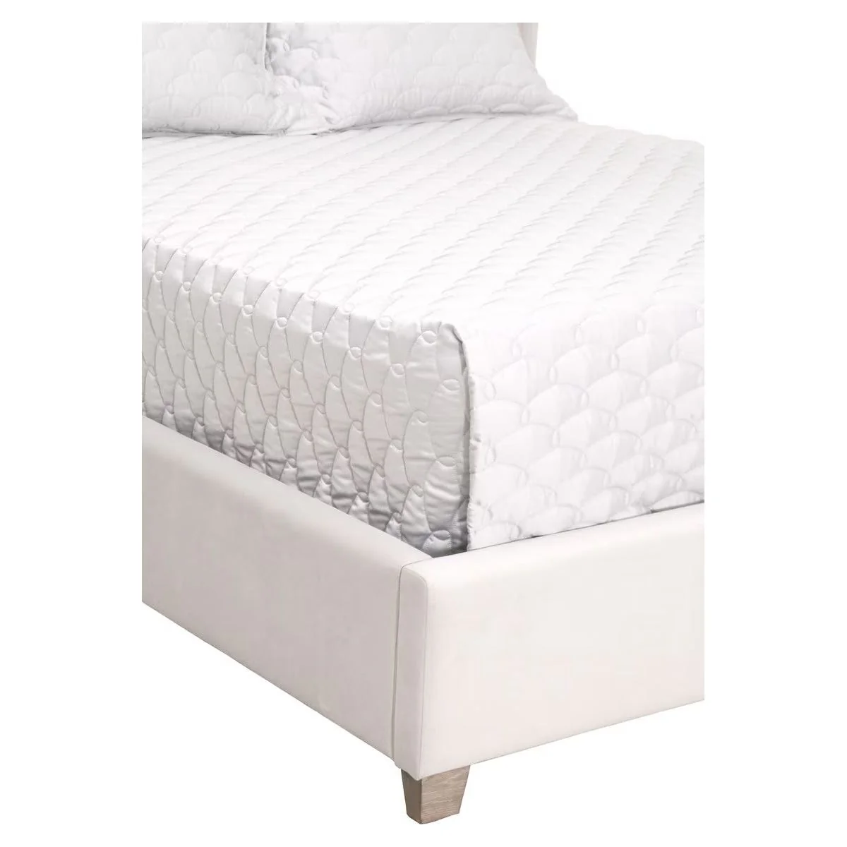 Essentials For Living Chandler Queen Bed ~ Cream Velvet Fabric With Natural Gray Oak - Image 7