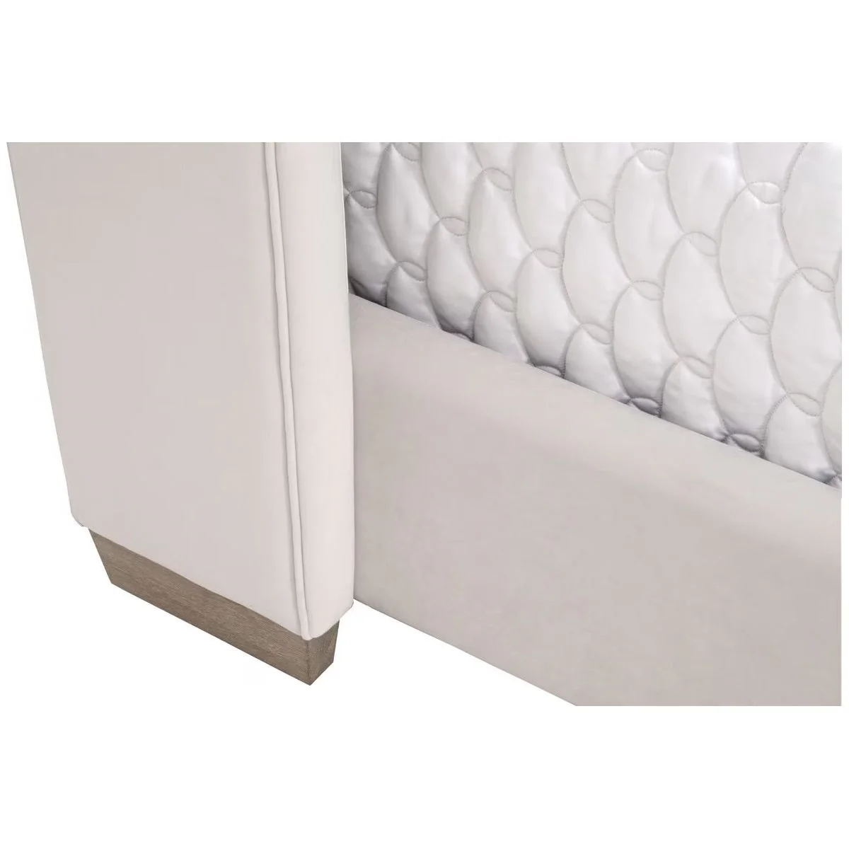 Essentials For Living Chandler Standard King Bed ~ Cream Velvet Fabric With Natural Gray Oak - Image 4
