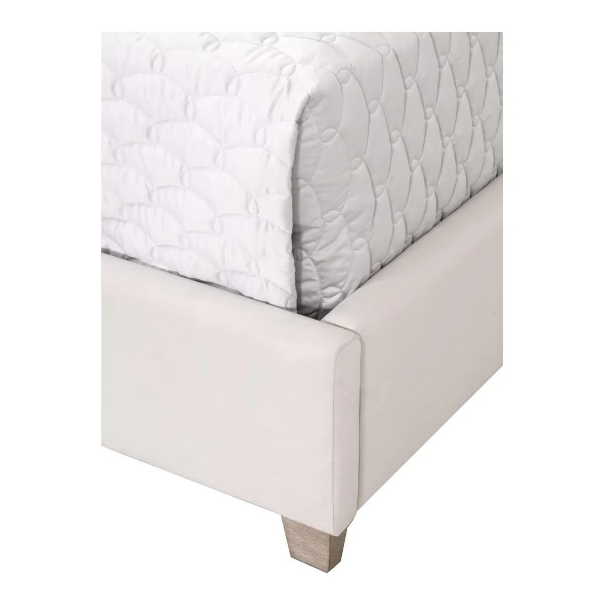 Essentials For Living Chandler Standard King Bed ~ Cream Velvet Fabric With Natural Gray Oak - Image 7
