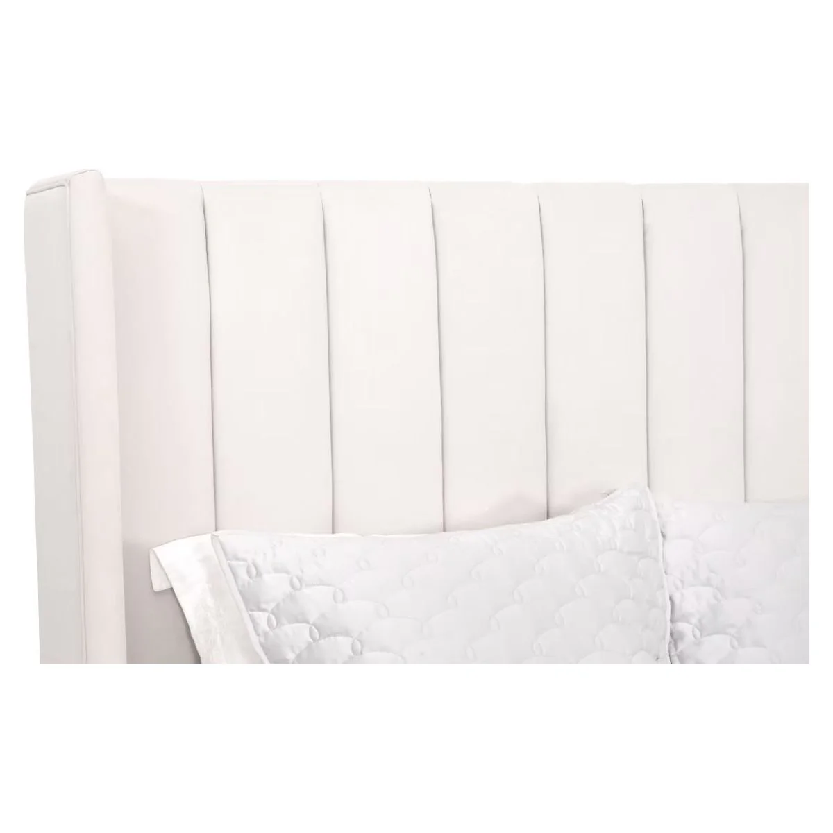 Essentials For Living Chandler Standard King Bed ~ Cream Velvet Fabric With Natural Gray Oak - Image 9