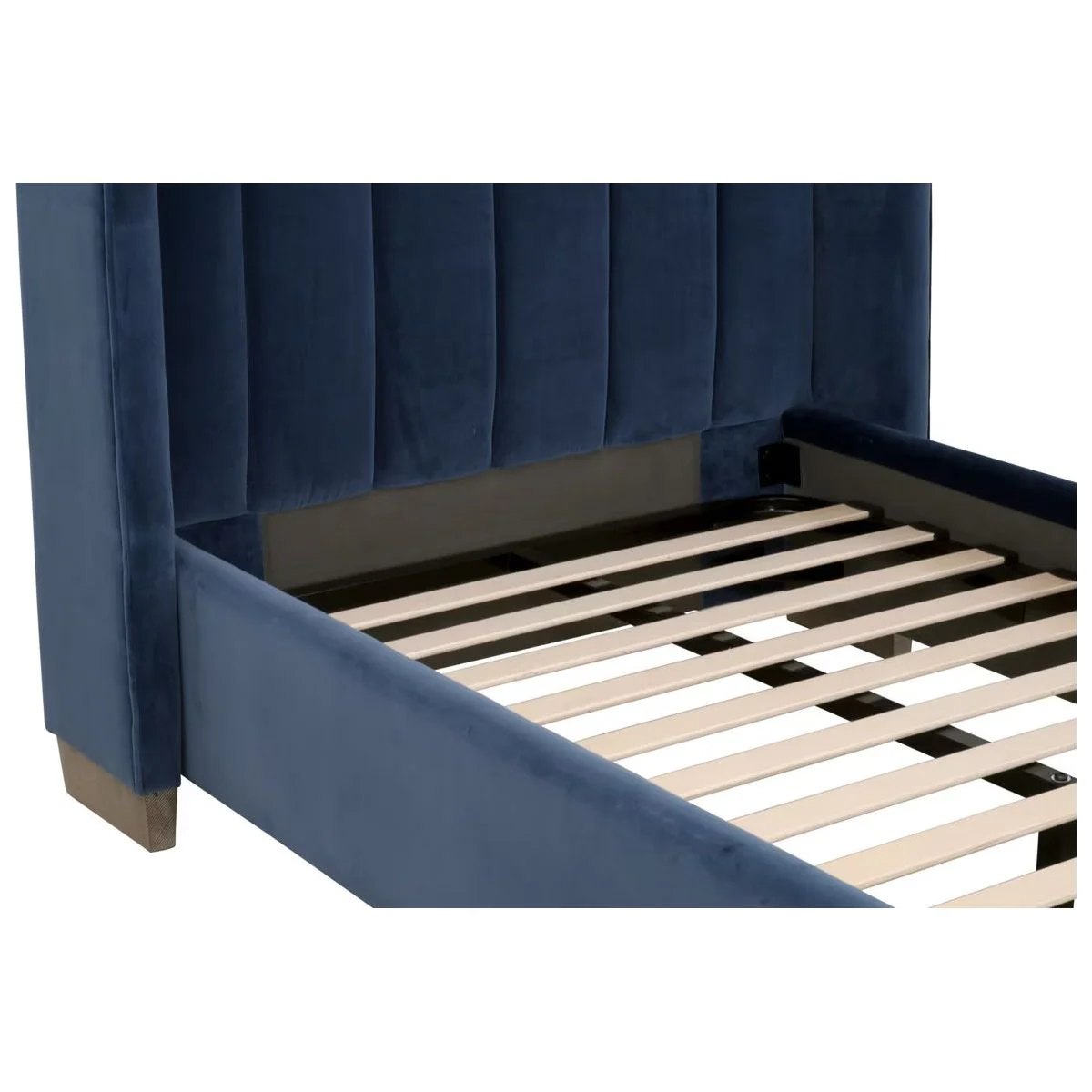 Essentials For Living Chandler Twin Bed ~ Denim Velvet Fabric With Natural Gray Oak - Image 10
