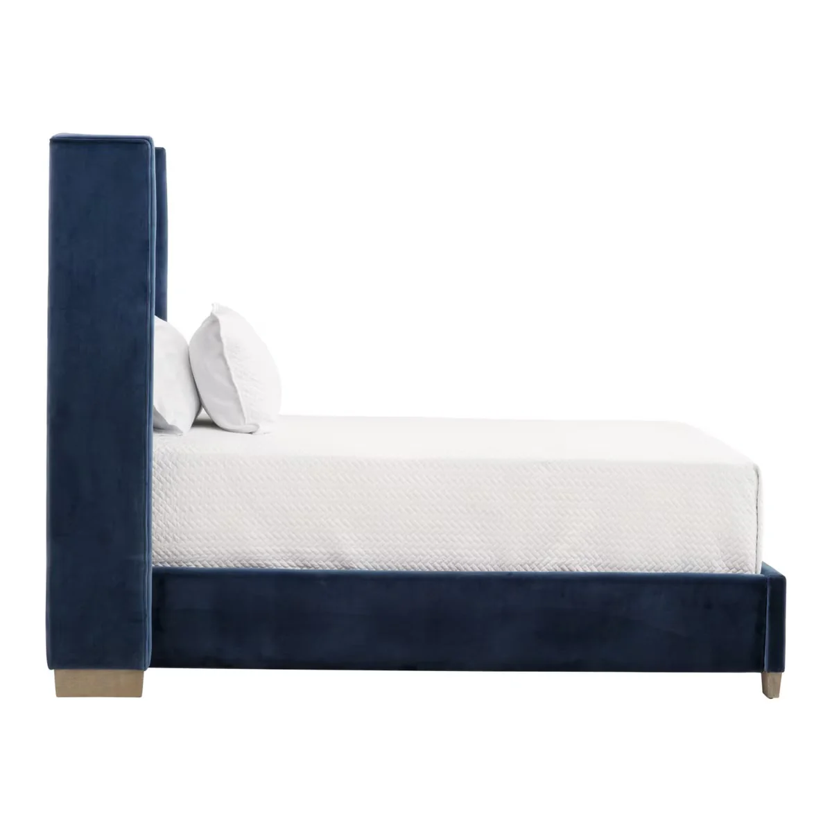 Essentials For Living Chandler Twin Bed ~ Denim Velvet Fabric With Natural Gray Oak - Image 3
