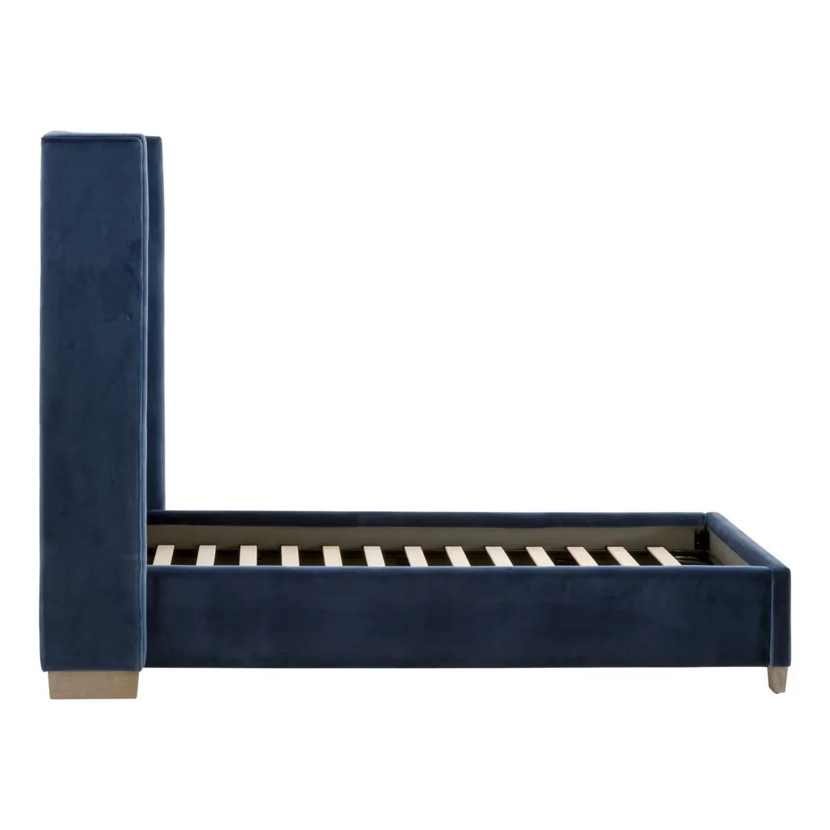 Essentials For Living Chandler Twin Bed ~ Denim Velvet Fabric With Natural Gray Oak - Image 6