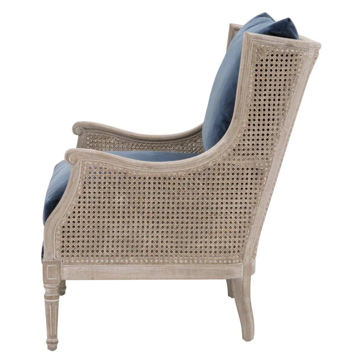 Essentials For Living Churchill Club Chair ~ Denim Velvet, Natural Gray Birch, Cane - Image 3