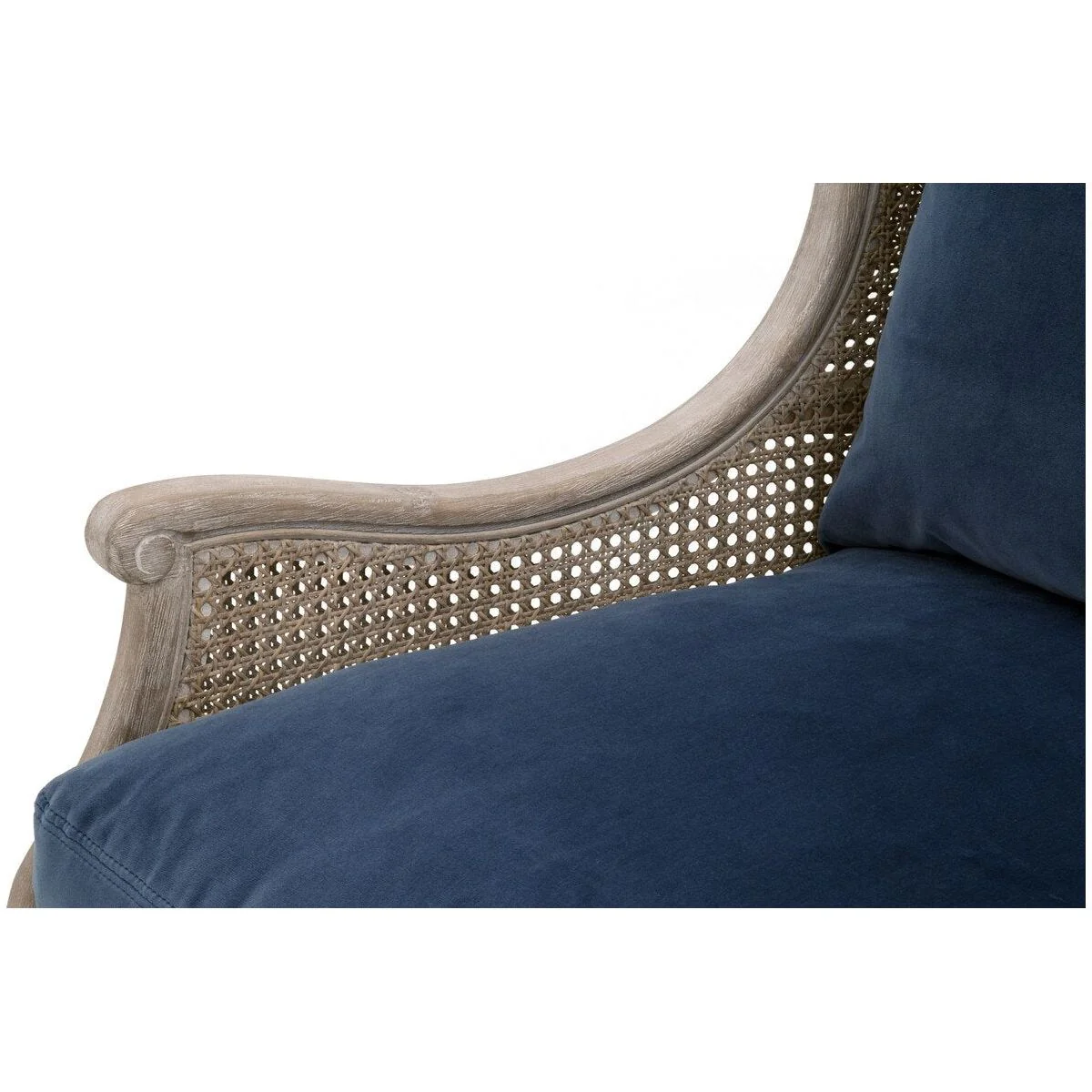 Essentials For Living Churchill Club Chair ~ Denim Velvet, Natural Gray Birch, Cane - Image 6