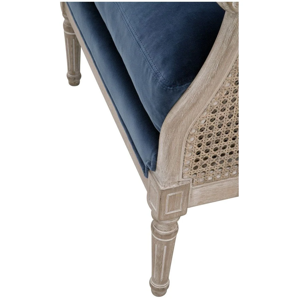 Essentials For Living Churchill Club Chair ~ Denim Velvet, Natural Gray Birch, Cane - Image 7
