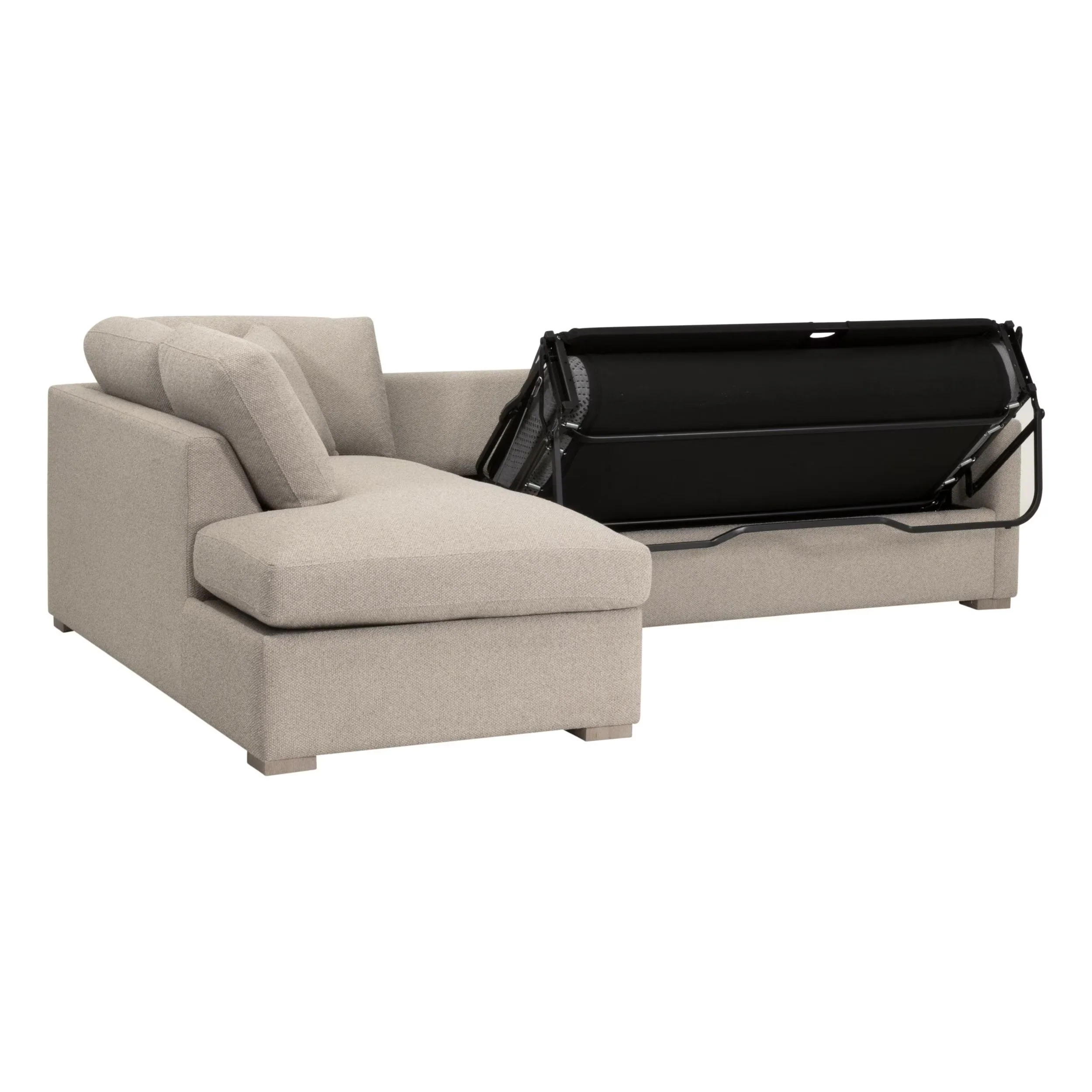 Essentials For Living Clara 112” Slim Arm Sleeper Queen LF Sectional ~ LiveSmart Gellar Jute, Natural Gray Oak - Image 11