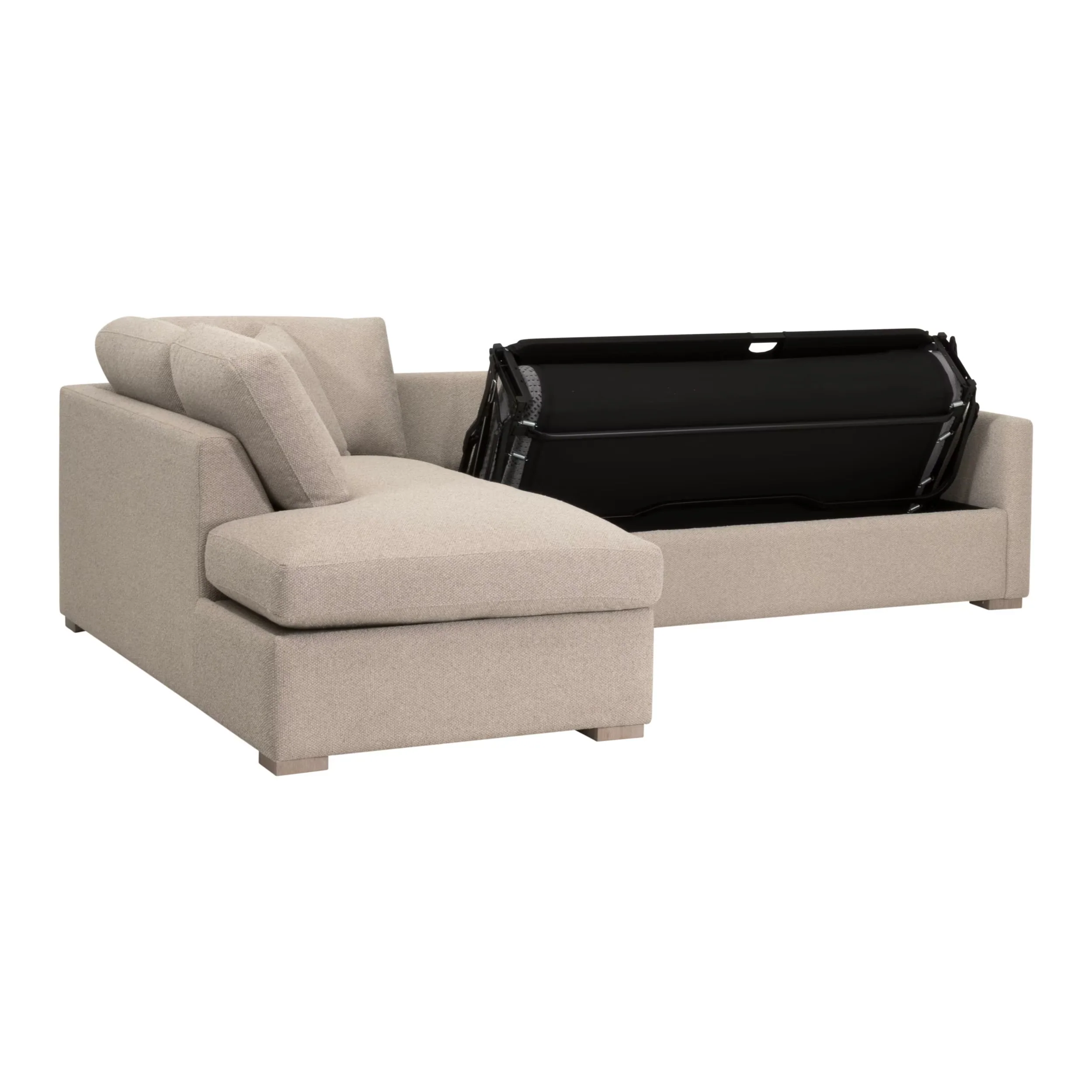 Essentials For Living Clara 112” Slim Arm Sleeper Queen LF Sectional ~ LiveSmart Gellar Jute, Natural Gray Oak - Image 12