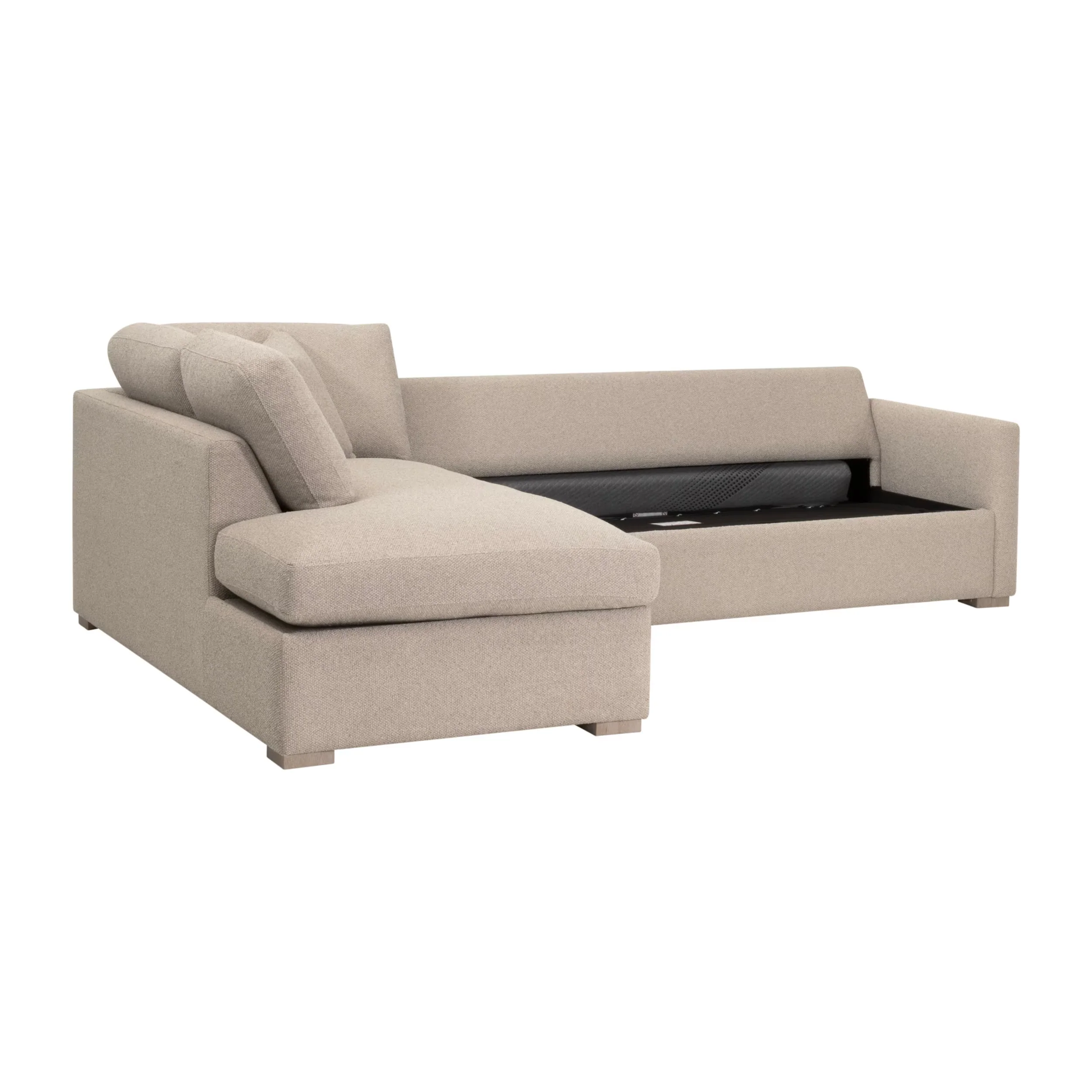 Essentials For Living Clara 112” Slim Arm Sleeper Queen LF Sectional ~ LiveSmart Gellar Jute, Natural Gray Oak - Image 13